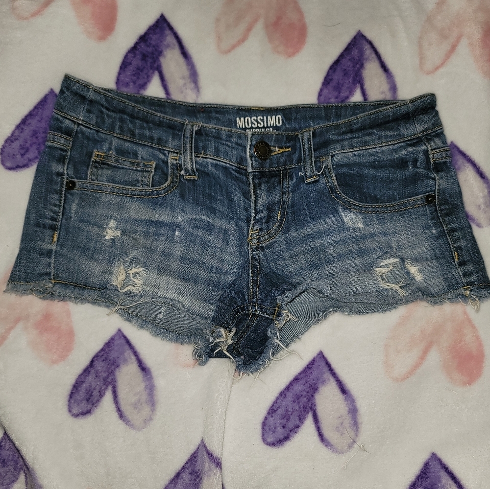 Mossimo Supply Co. Blue Distressed Denim Shorts